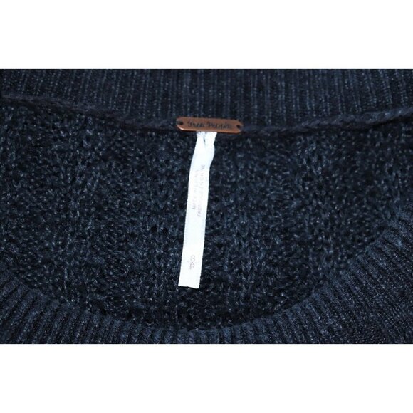 Free People Women's Small Gray Crazy In Love Sweater Crochet Knit Pullover Top - Picture 5 of 9